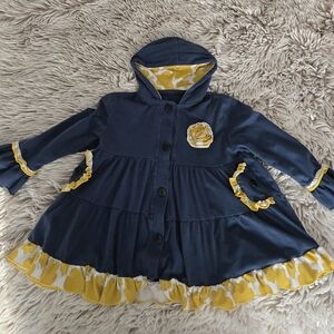 Navy and Yellow Kids Hooded Jacket